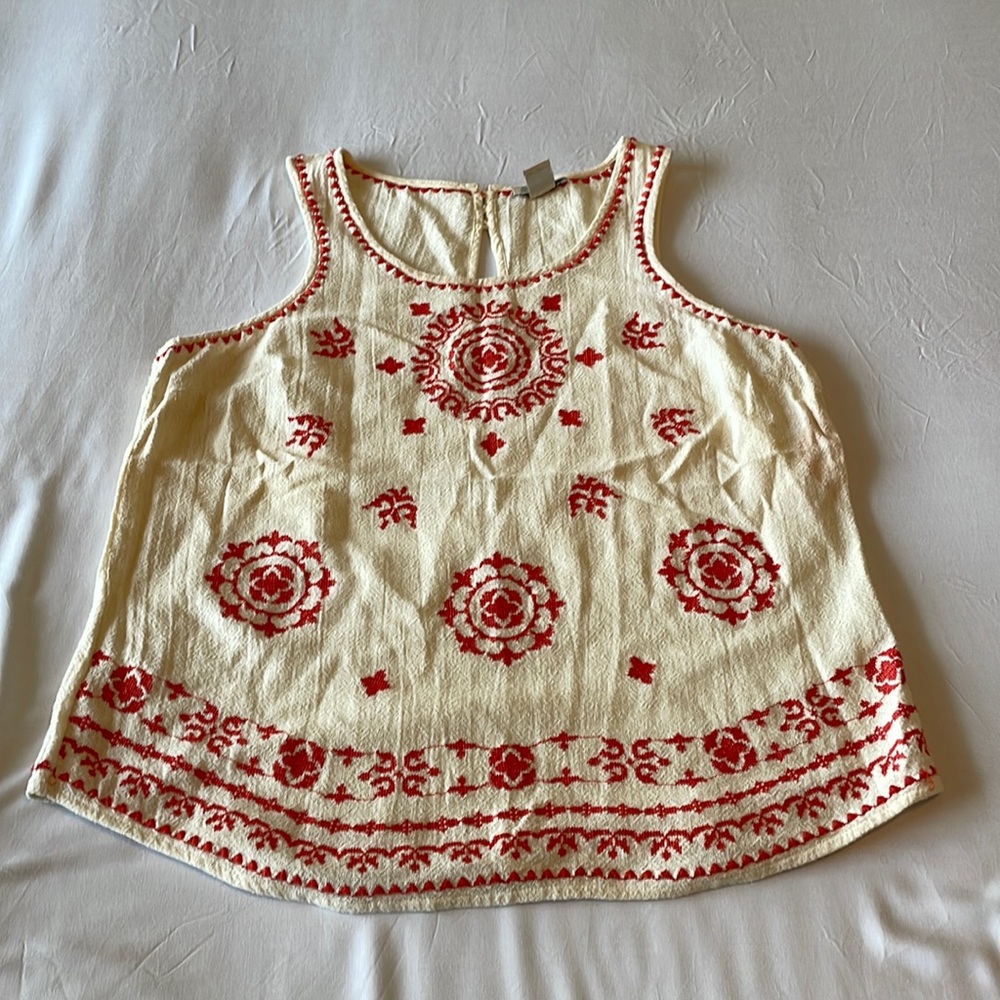 Lucky Brand sleeve less embroidered blouse size L